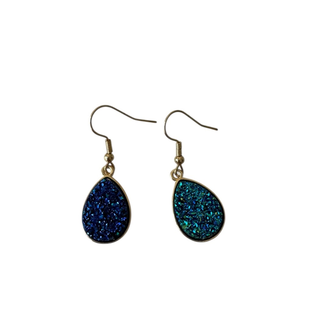 Blue and Green Sparkle Glitz Earrings‎ Glam Luxury